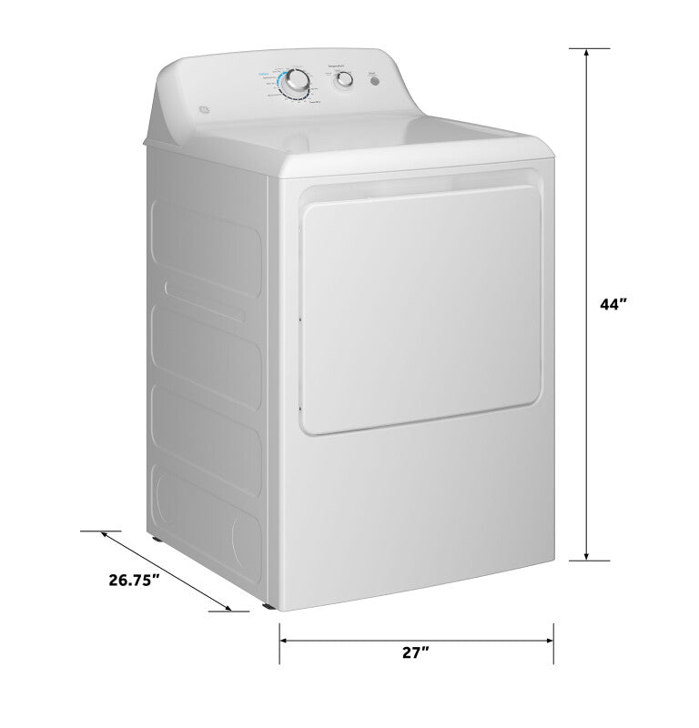 GE 6.2 cu. ft. Capacity Electric Dryer with Up To 120 ft. Venting and Shallow Depth - White (GTX33EASKWW)