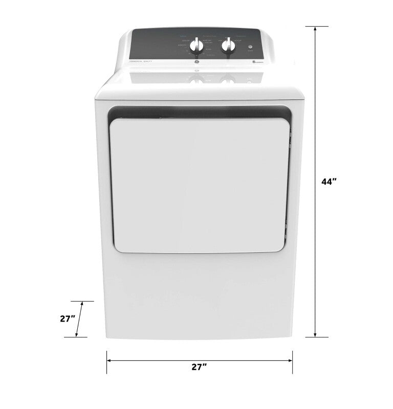 GE 6.2 cu. ft. Capacity Gas Dryer with Up To 120 ft. Venting and 5-yr Limited Warranty - White (GTX52GASPWB)