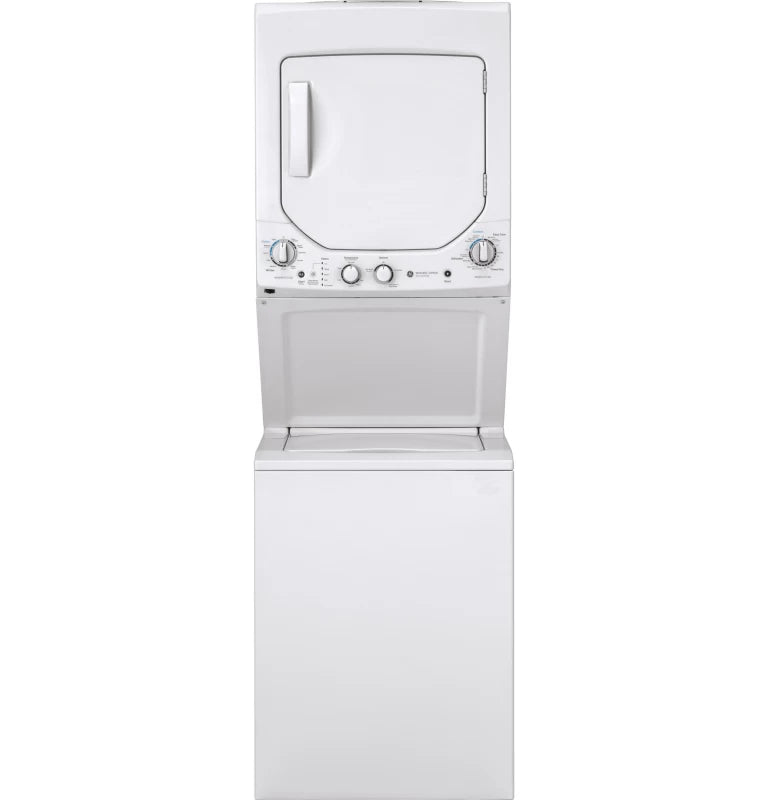 GE Unitized Spacemaker 2.3 cu. ft. Capacity Washer with Stainless Steel Basket and 4.4 cu. ft. Capacity Gas Dryer - White (GUD24GSSMWW)