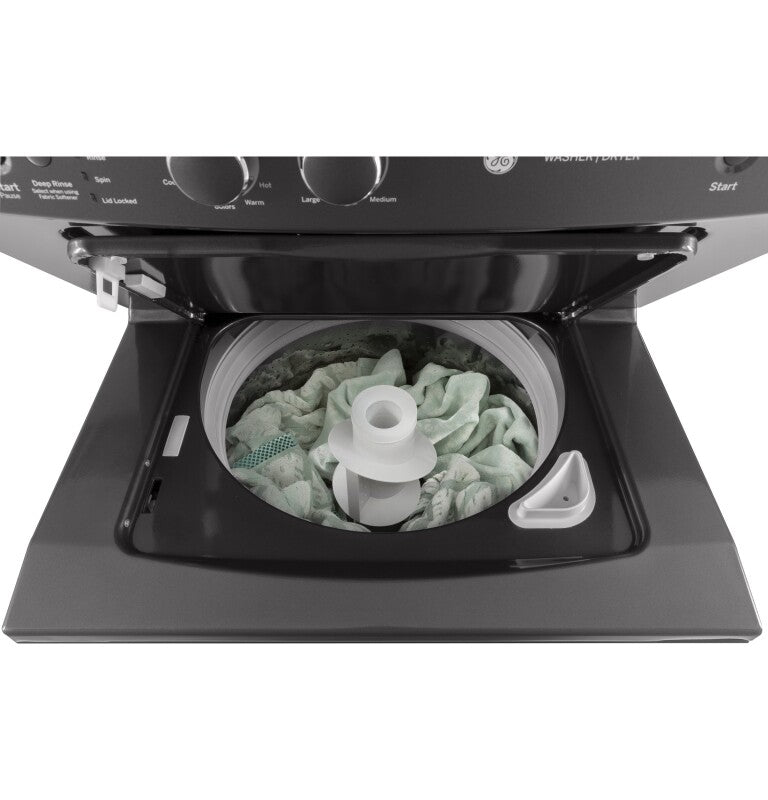 GE Unitized Spacemaker 3.8 cu. ft. Capacity Washer with Stainless Steel Basket and 5.9 cu. ft. Capacity Gas Dryer - Diamond Gray (GUD27GSPMDG)