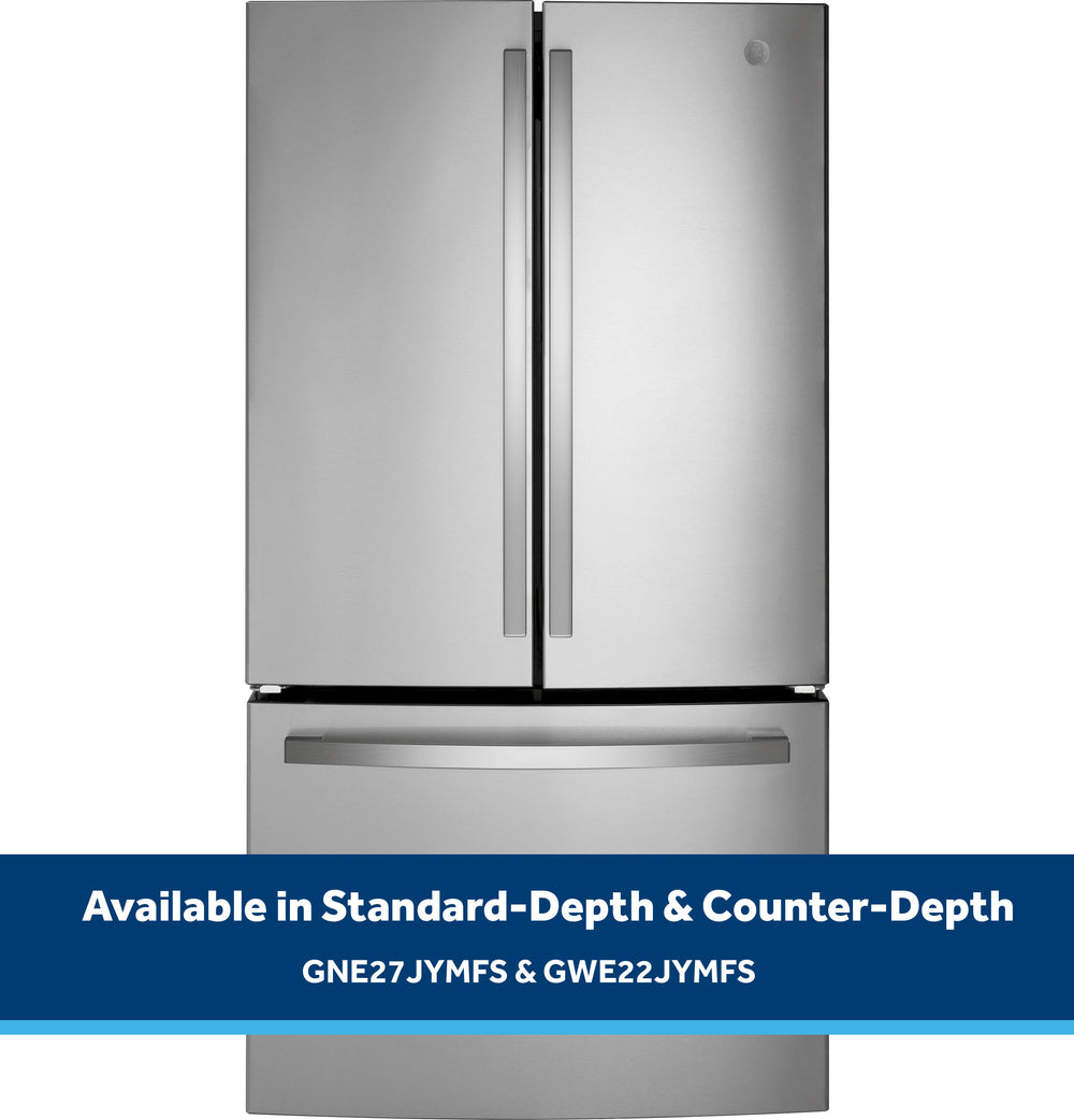 GE 21.9 Cu. Ft. Fingerprint Resistant Counter-Depth French-Door Refrigerator - Stainless Steel (GWE22JYMFS)