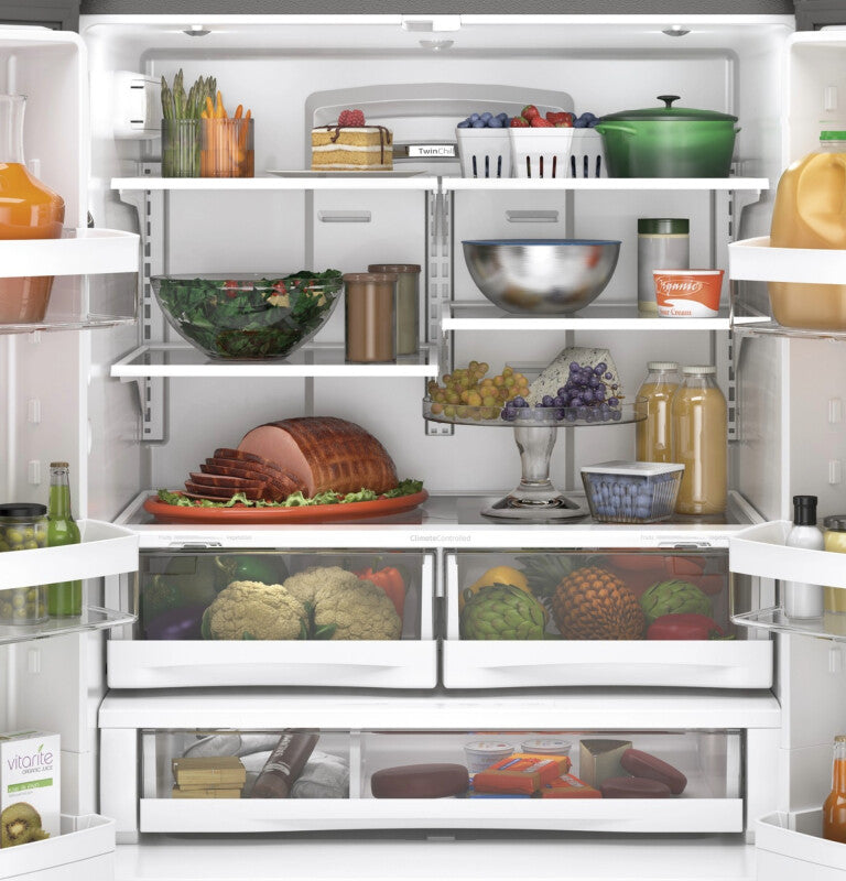 GE 23.1 Cu. Ft. Counter-Depth Fingerprint Resistant French-Door Refrigerator - Stainless Steel (GWE23GYNFS)