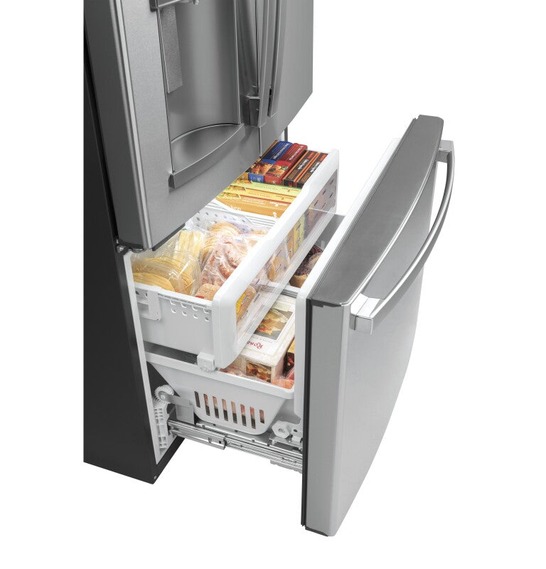 GE 22.1 Cu. Ft. Counter-Depth Fingerprint Resistant French-Door Refrigerator - Fingerprint Resistant Stainless Steel (GYE22GYNFS)
