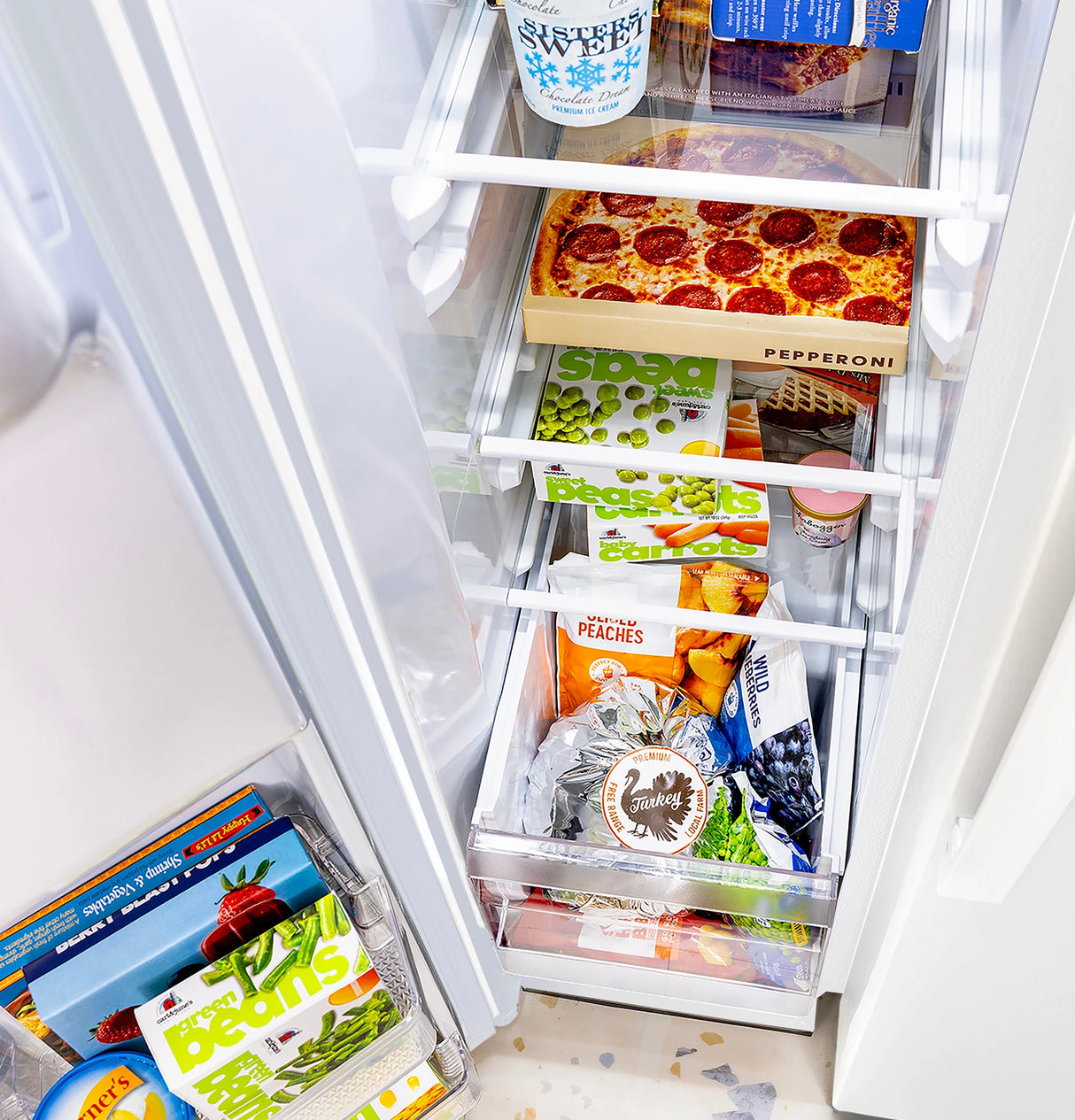 GE 23.6 Cu. Ft. Counter-Depth Side-By-Side Refrigerator with Extra Tall Dispenser and In-Door Icemaker - White (GZE24NGYWW)