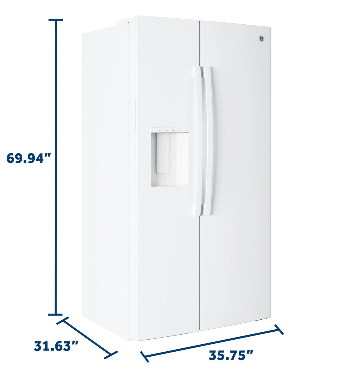 GE 23.6 Cu. Ft. Counter-Depth Side-By-Side Refrigerator with Extra Tall Dispenser and In-Door Icemaker - White (GZE24NGYWW)