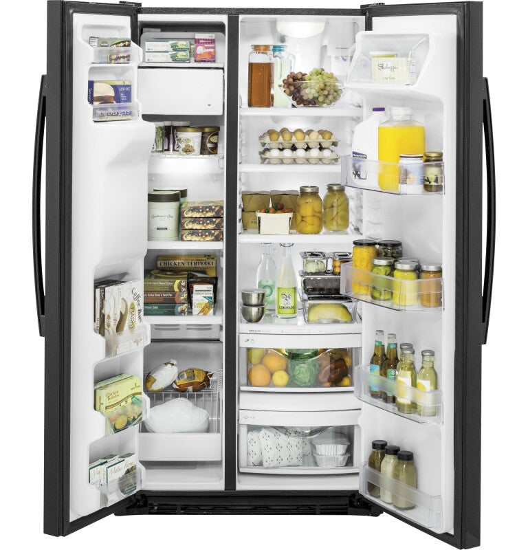 GE GE® 21.9 Cu. Ft. Counter-Depth Side-By-Side Refrigerator - Black (GZS22DGJBB)