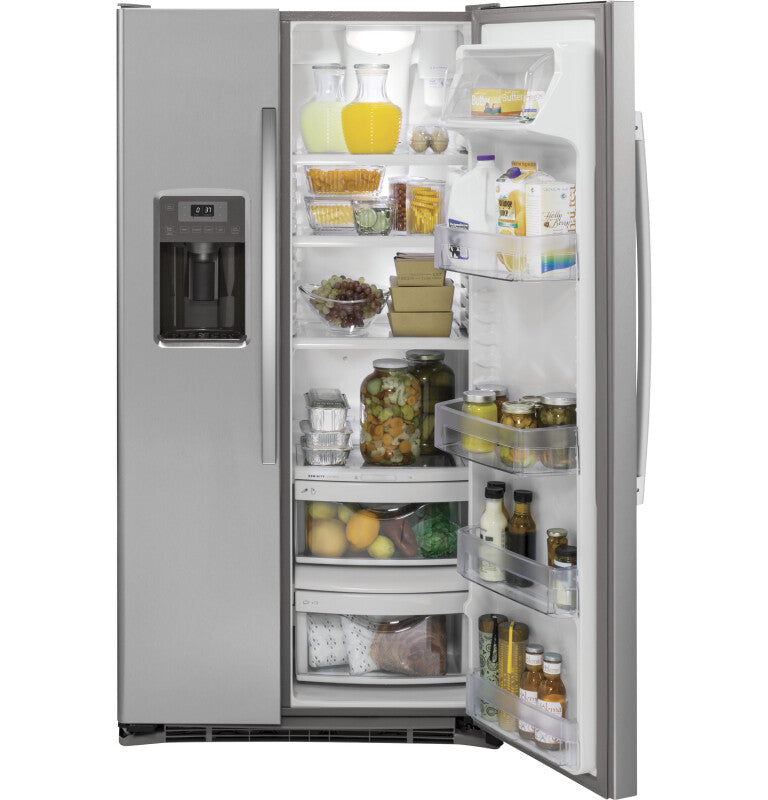 GE GE® 21.9 Cu. Ft. Counter-Depth Side-By-Side Refrigerator - Stainless Steel (GZS22DSJSS)