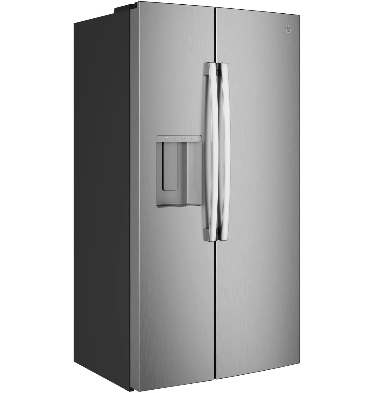 GE 23.5 Cu. Ft. Counter-Depth Side-By-Side Refrigerator with LED Light Walls and Extra Tall Dispenser - Fingerprint Resistant Stainless (GZS24PYYFS)