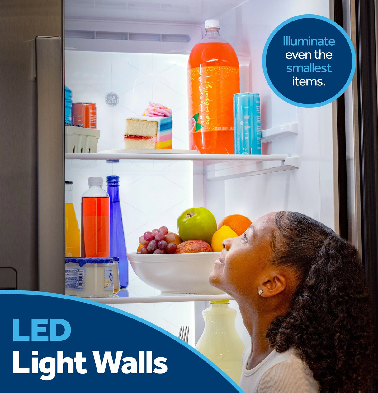 GE 23.5 Cu. Ft. Counter-Depth Side-By-Side Refrigerator with LED Light Walls and Extra Tall Dispenser - Fingerprint Resistant Stainless (GZS24PYYFS)