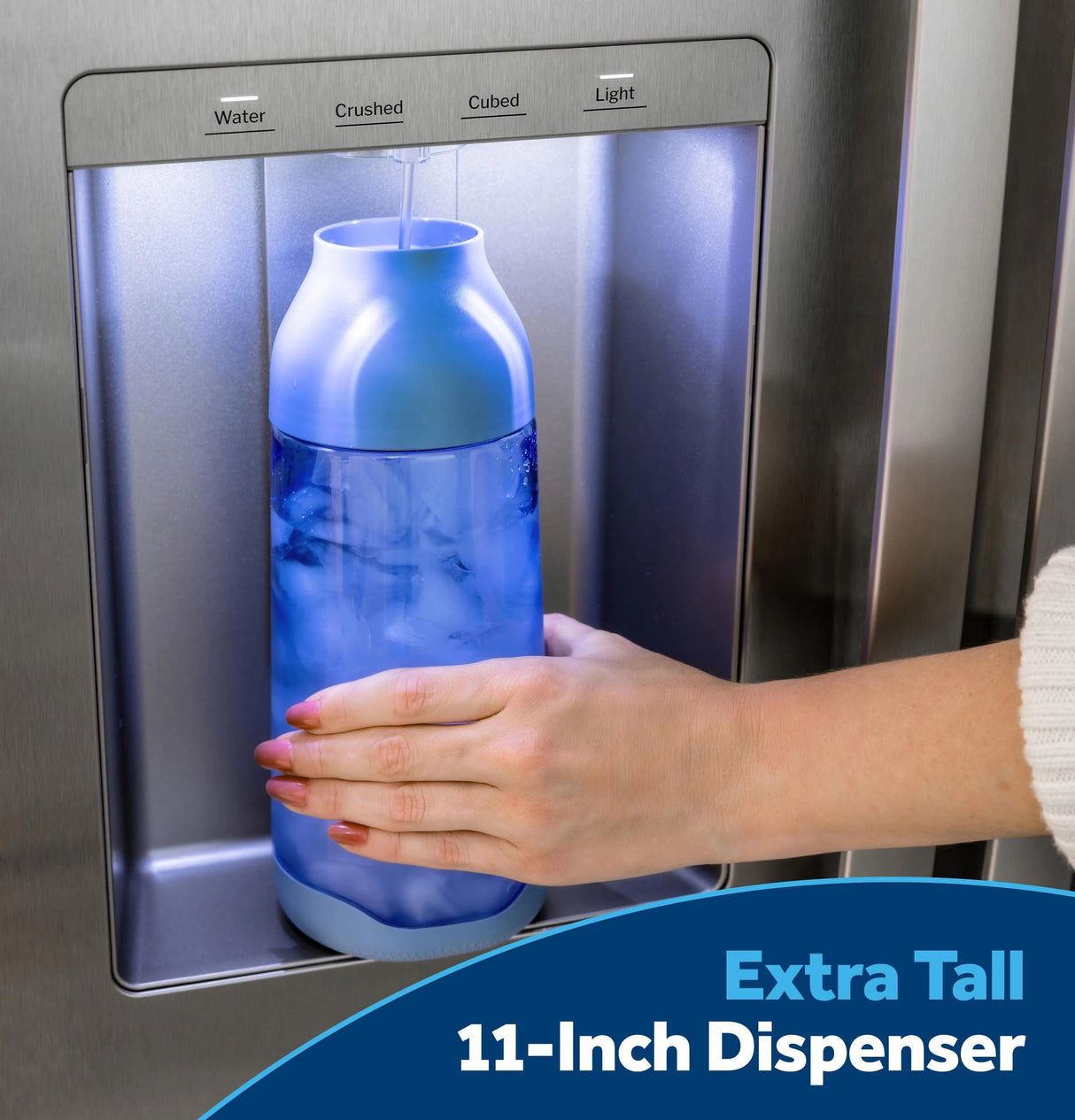 GE 23.5 Cu. Ft. Counter-Depth Side-By-Side Refrigerator with LED Light Walls and Extra Tall Dispenser - Fingerprint Resistant Stainless (GZS24PYYFS)