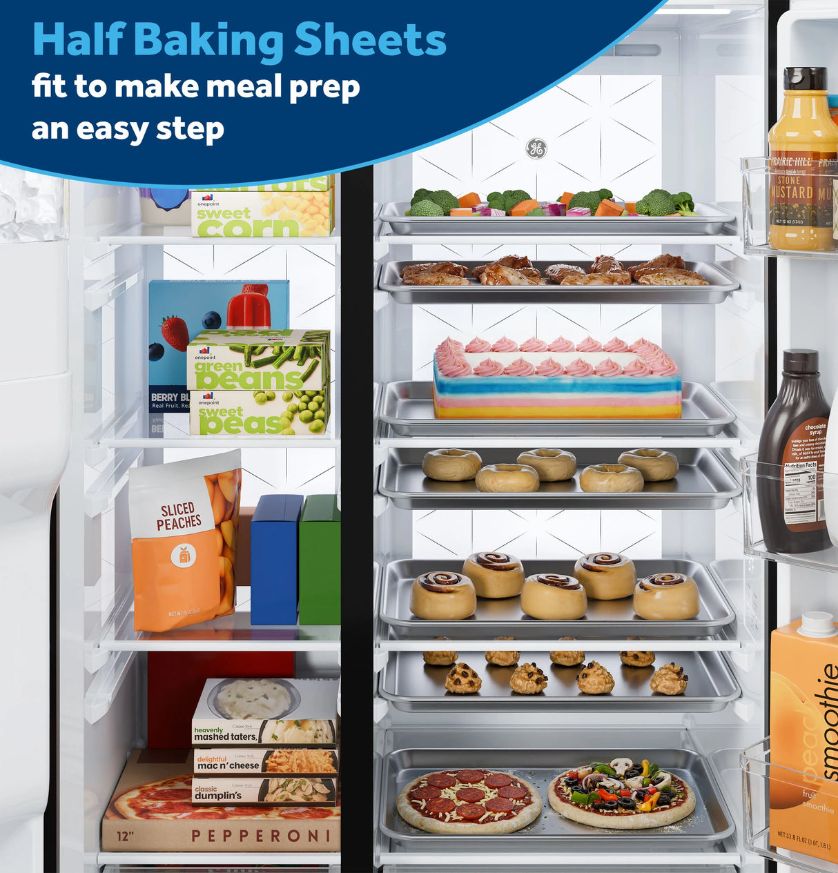 GE 23.5 Cu. Ft. Counter-Depth Side-By-Side Refrigerator with LED Light Walls and Extra Tall Dispenser - Fingerprint Resistant Stainless (GZS24PYYFS)