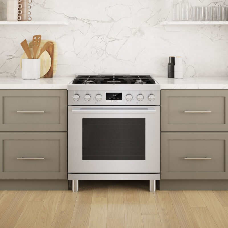 BOSCH 800 Series Dual Fuel Freestanding Range 30'' - Stainless Steel (HDS8055U)