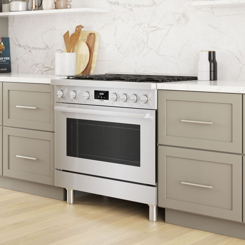 Bosch 800 Series Dual Fuel Freestanding Range 36'' - Stainless Steel (HDS8655U)
