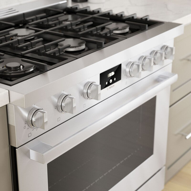 BOSCH 800 Series Dual Fuel Freestanding Range 36'' - Stainless Steel (HDS8655U)