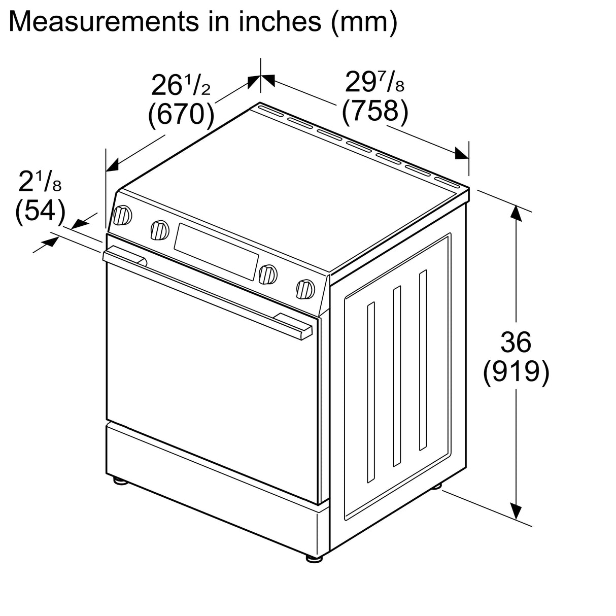 BOSCH 300 Series Electric Slide-in Range 30'' - Stainless Steel (HEF3050MU)