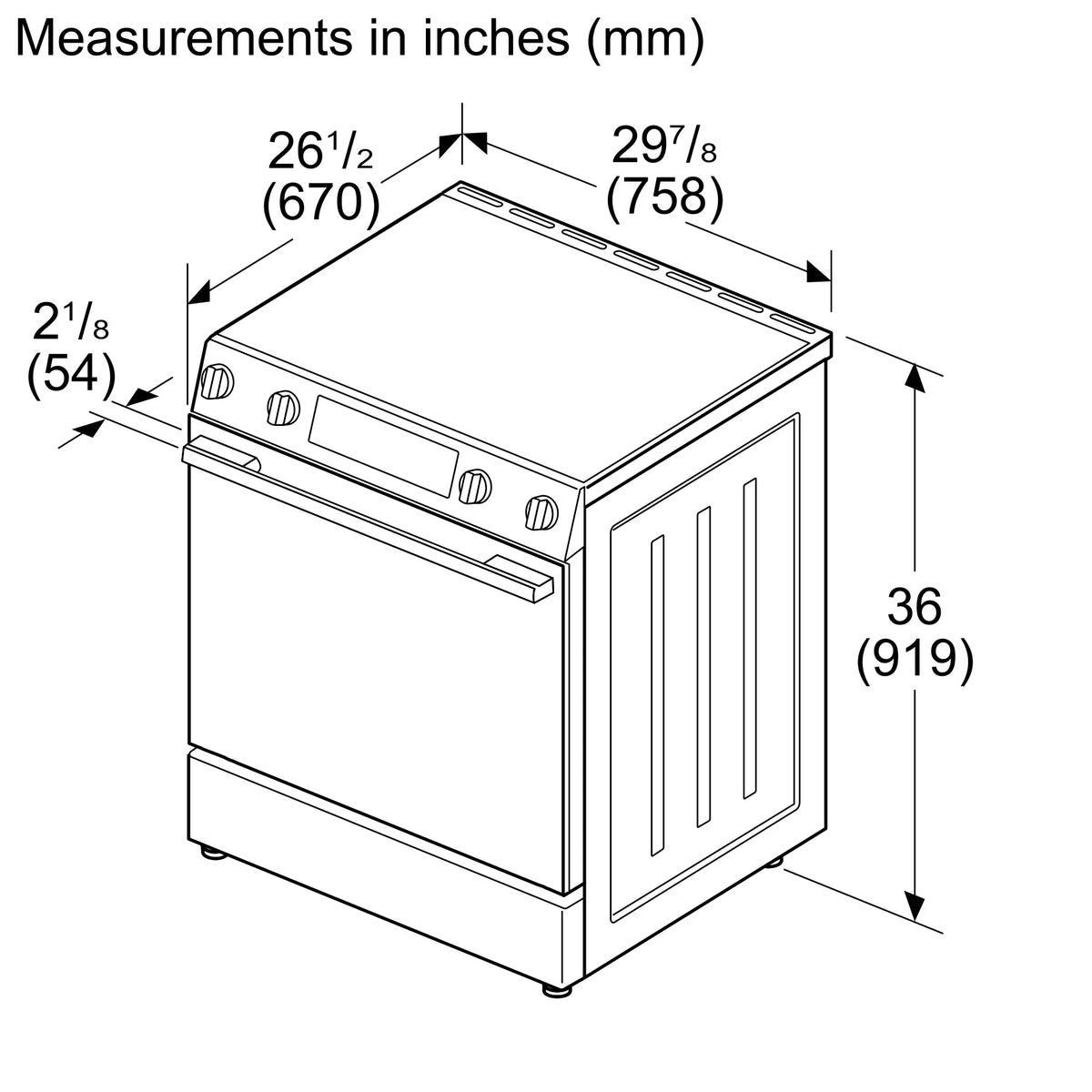 BOSCH 300 Series Electric Slide-in Range 30'' - Stainless Steel (HEF3050MU)
