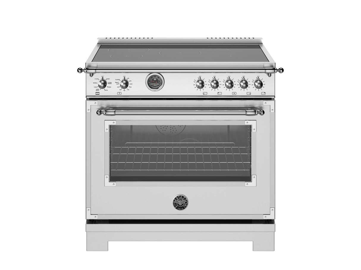 BERTAZZONI 36 inch Induction Range, 5 Heating Zones and Cast Iron Griddle, Electric Self-Clean Oven - Stainless Steel (HER365ICFEPXT)