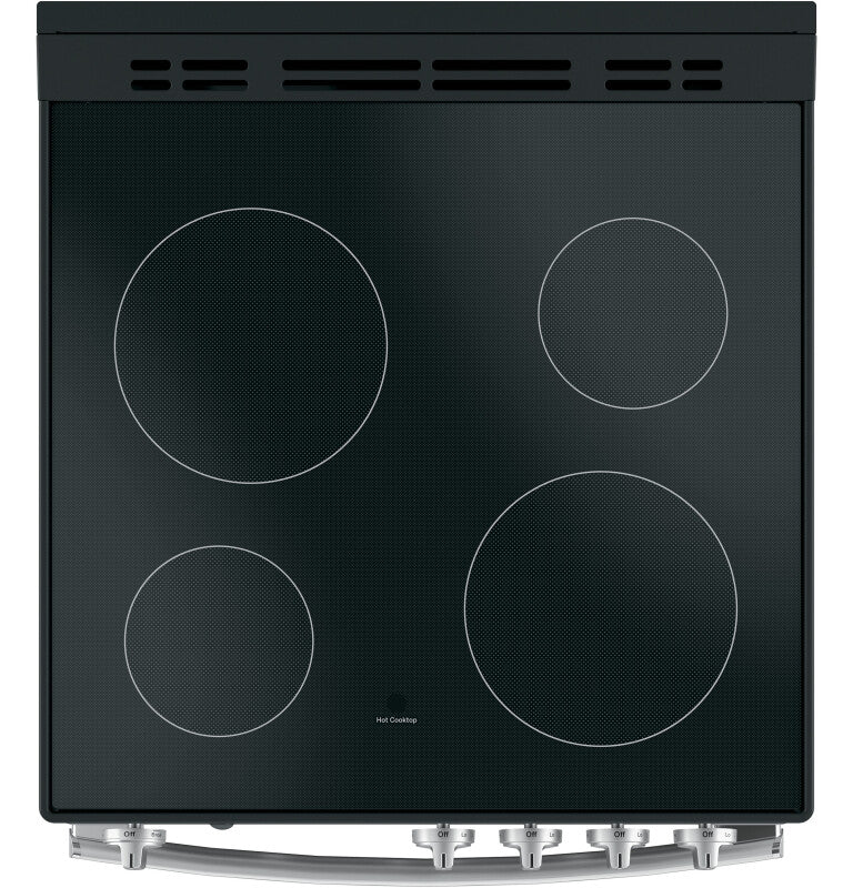 GE 24" Free-Standing/Slide-in Front Control Range with Steam Clean and Large Window - Stainless Steel (JAS640RMSS)