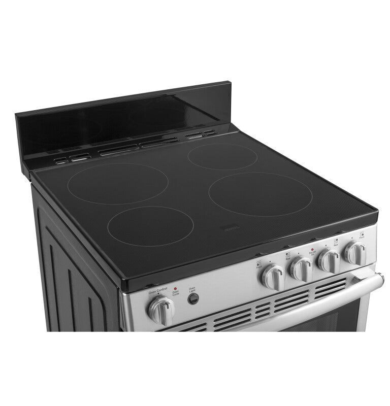 GE 24" Free-Standing/Slide-in Front Control Range with Steam Clean and Large Window - Stainless Steel (JAS640RMSS)