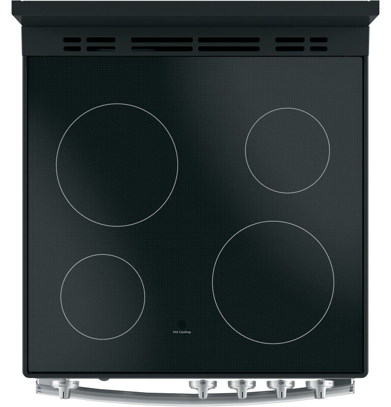 GE 24" Free-Standing/Slide-in Front Control Range with Steam Clean and Large Window - Stainless Steel (JAS640RMSS)