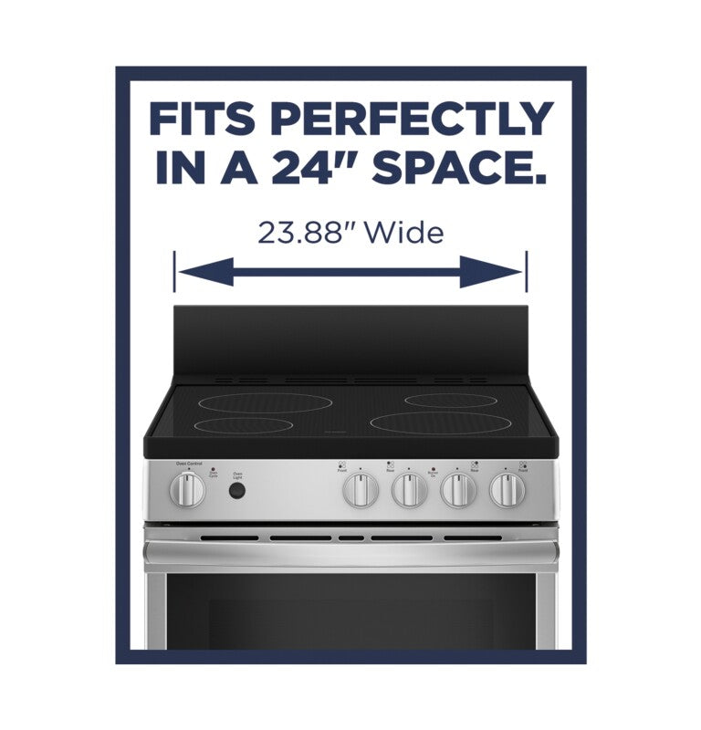 GE 24" Free-Standing/Slide-in Front Control Range with Steam Clean and Large Window - Stainless Steel (JAS640RMSS)