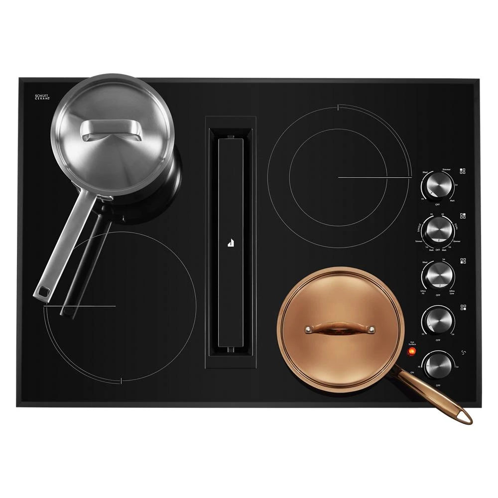 JENNAIR Black Floating Glass 30" JX3™ Electric Downdraft Cooktop - Black (JED3430GB)