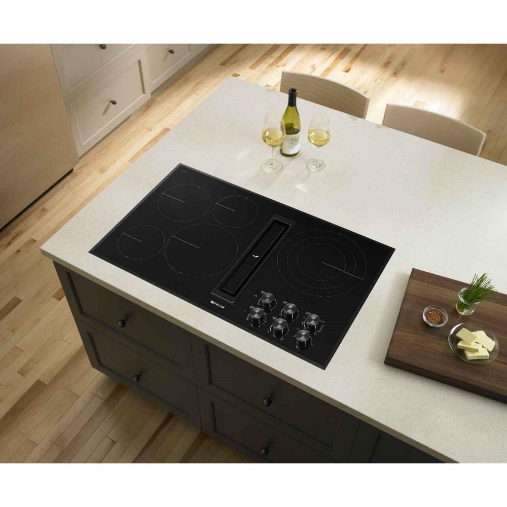 JENNAIR Black Floating Glass 36" Jx3™ Electric Downdraft Cooktop - Black (JED3536GB)