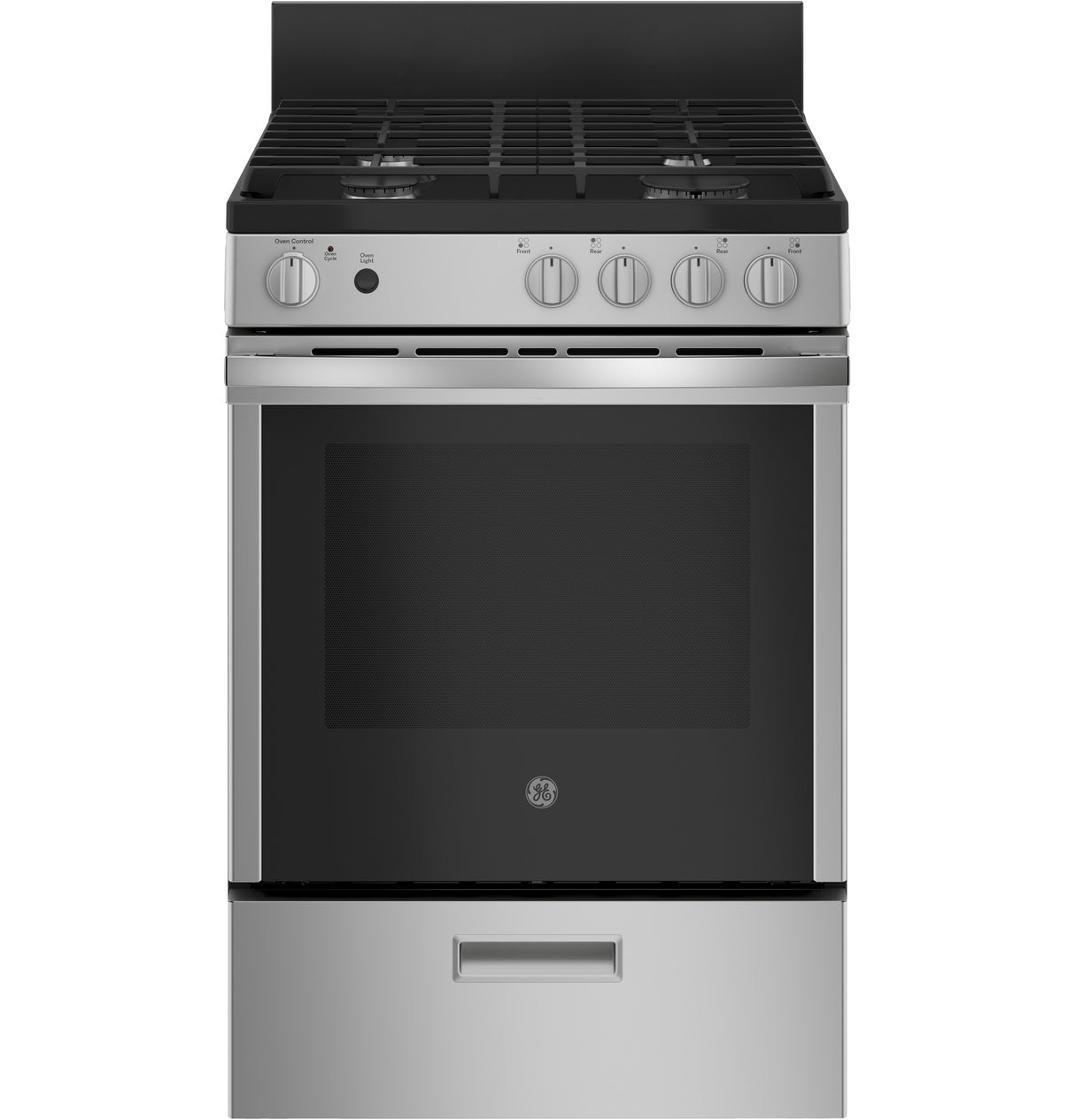 GE 24" Steam Clean Free-Standing/Slide-in Gas Range - Stainless Steel/Black (JGAS640RMSS)