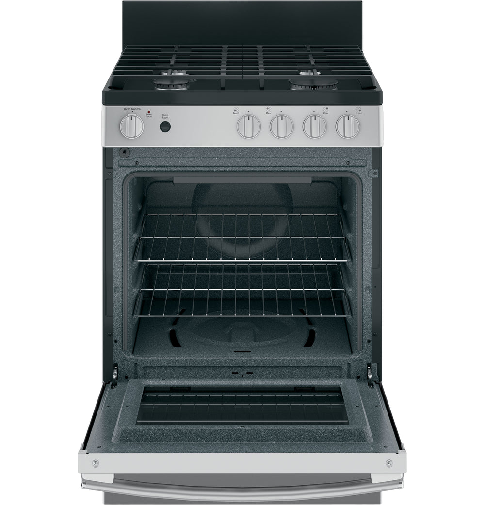 GE 24" Steam Clean Free-Standing/Slide-in Gas Range - Stainless Steel/Black (JGAS640RMSS)