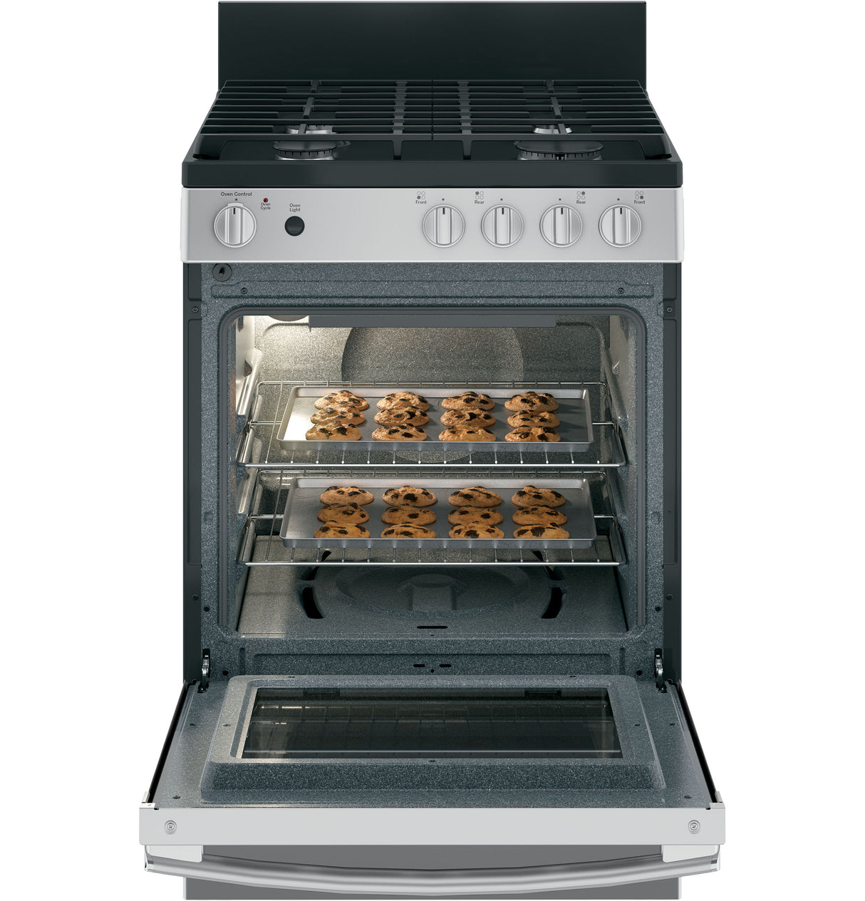 GE 24" Steam Clean Free-Standing/Slide-in Gas Range - Stainless Steel/Black (JGAS640RMSS)