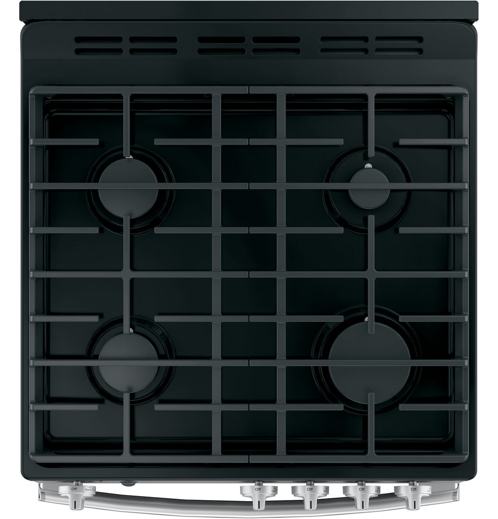 GE 24" Steam Clean Free-Standing/Slide-in Gas Range - Stainless Steel/Black (JGAS640RMSS)