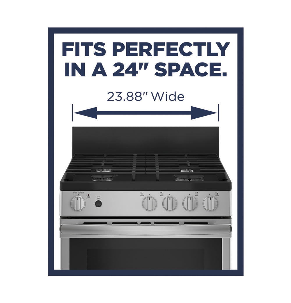 GE 24" Steam Clean Free-Standing/Slide-in Gas Range - Stainless Steel/Black (JGAS640RMSS)