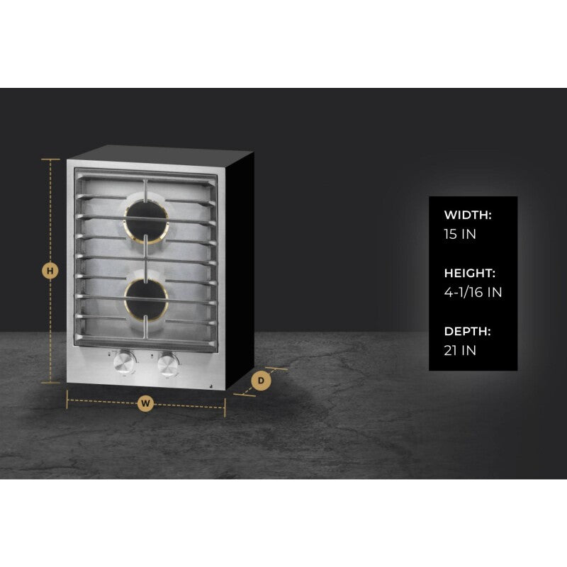 JennAir Custom 15" Single-Burner Gas Cooktop with Wok Ring - Stainless Steel (JGC3115GS)