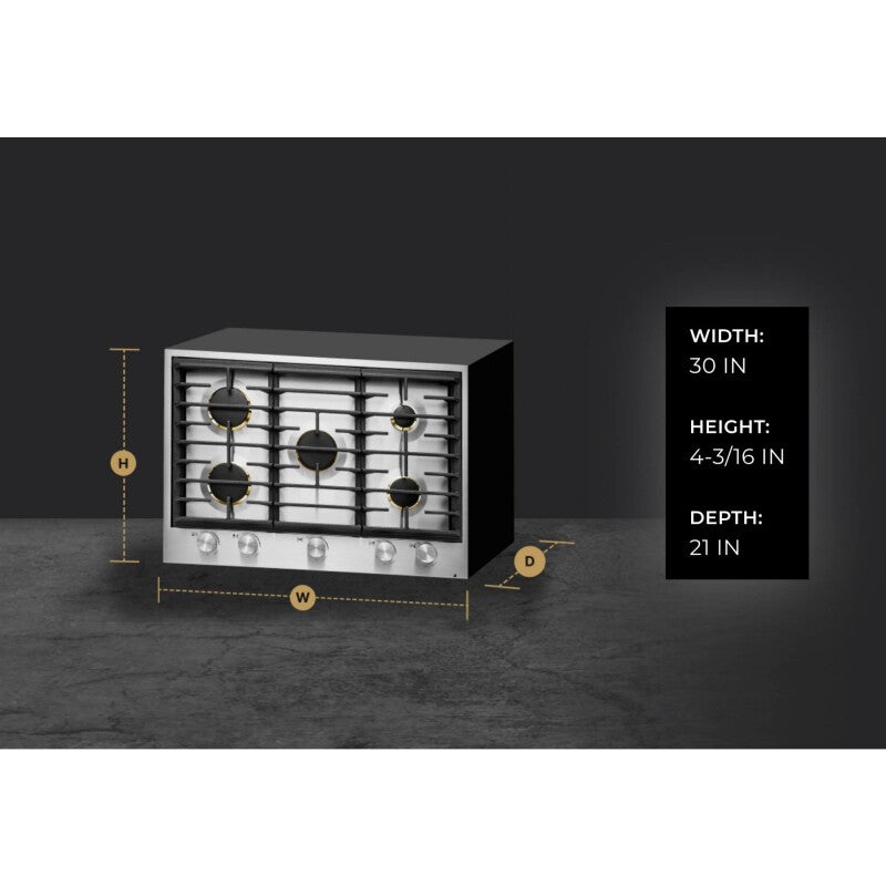 JennAir Euro-Style 30" 5-Burner Gas Cooktop - Stainless Steel (JGC3530GS)