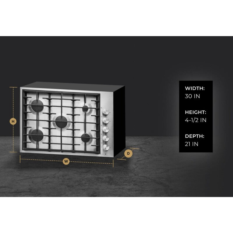 JennAir Euro-Style 30" 5-Burner Gas Cooktop - Stainless Steel (JGC7530BS)