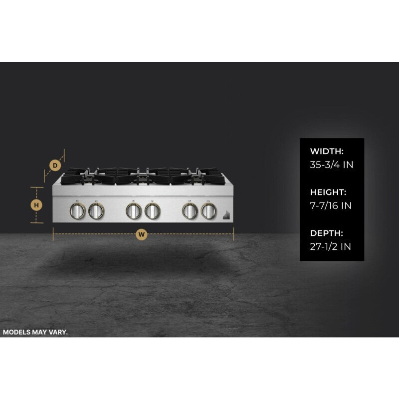 JennAir RISE 36" Gas Rangetop - Stainless Steel (JGCP436HL)