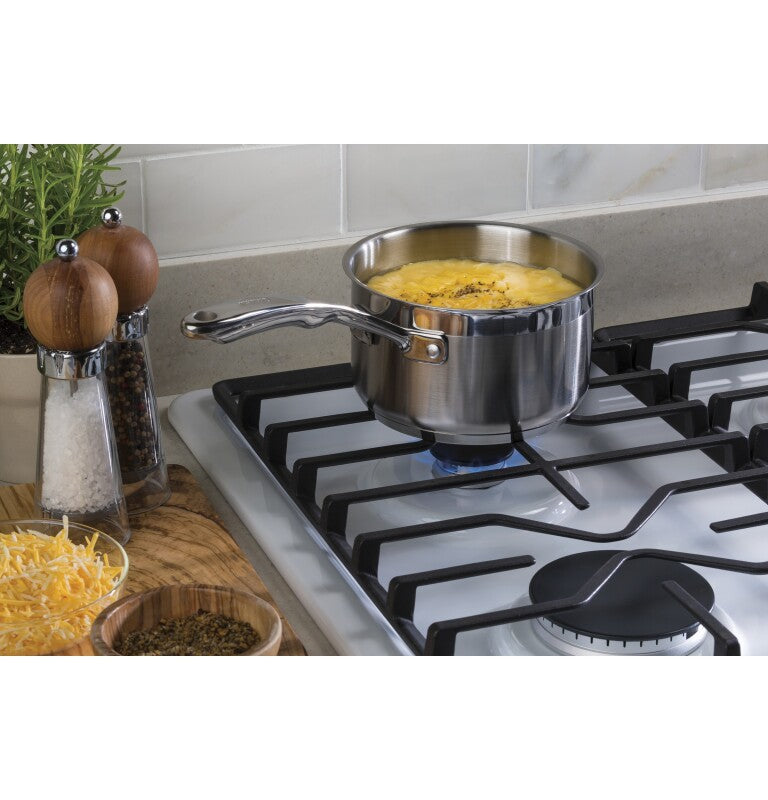 GE 30" Built-In Gas Cooktop with Dishwasher-Safe Grates - White (JGP3030DLWW)