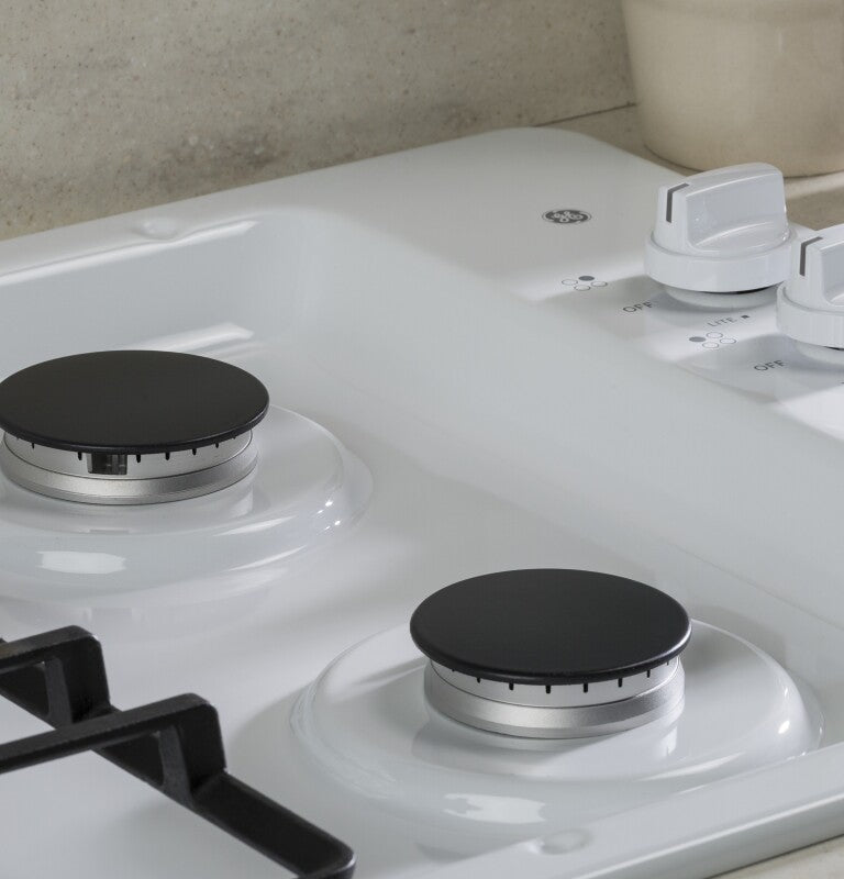 GE 30" Built-In Gas Cooktop with Dishwasher-Safe Grates - White (JGP3030DLWW)