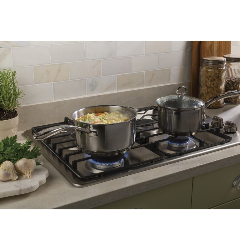 GE 30" Built-In Gas Cooktop with Dishwasher-Safe Grates - Stainless Steel (JGP3030SLSS)