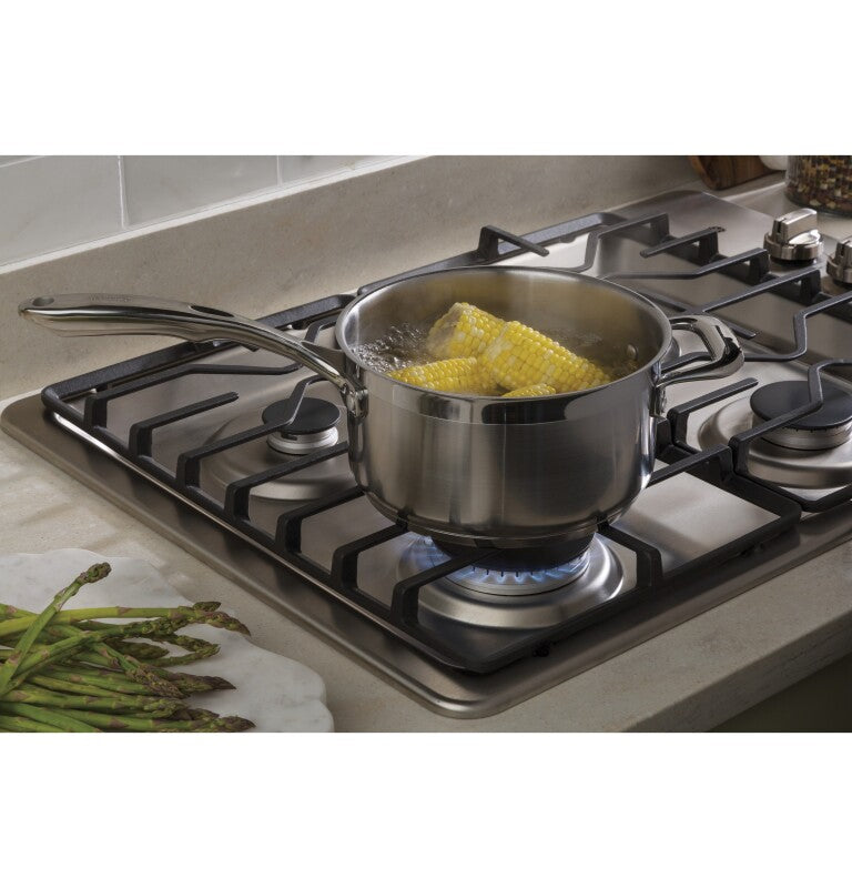 GE 30" Built-In Gas Cooktop with Dishwasher-Safe Grates - Stainless Steel (JGP3030SLSS)