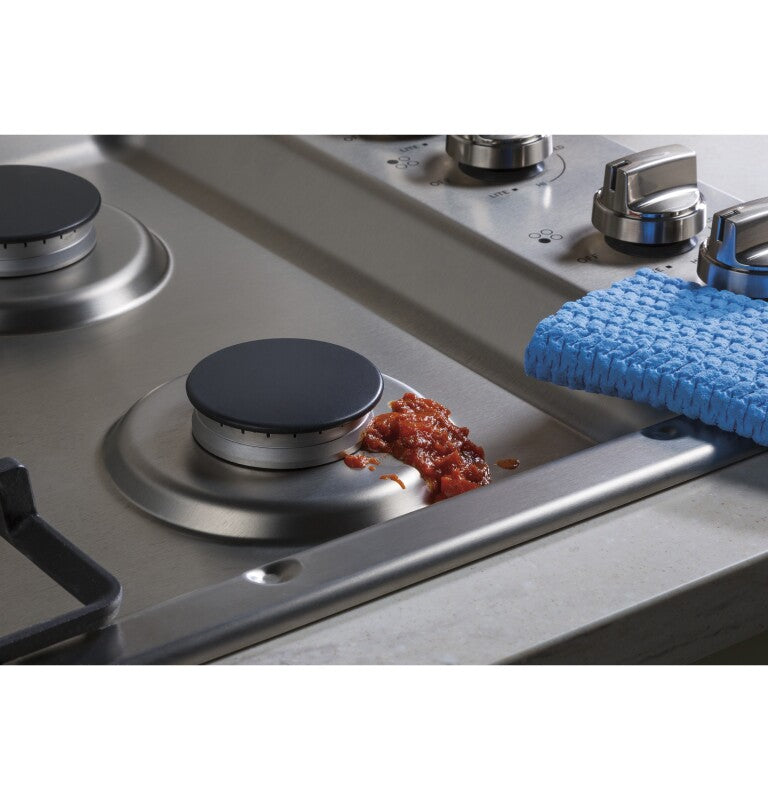 GE 30" Built-In Gas Cooktop with Dishwasher-Safe Grates - Stainless Steel (JGP3030SLSS)