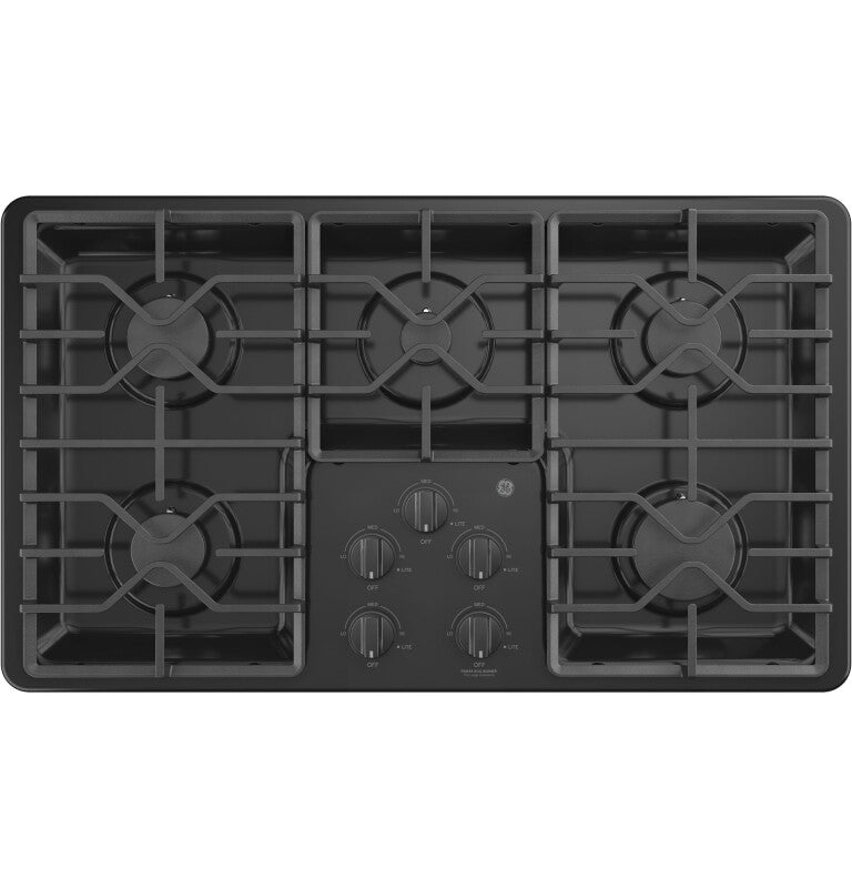 GE 36" Built-In Gas Cooktop with Dishwasher-Safe Grates - Black (JGP3036DLBB)