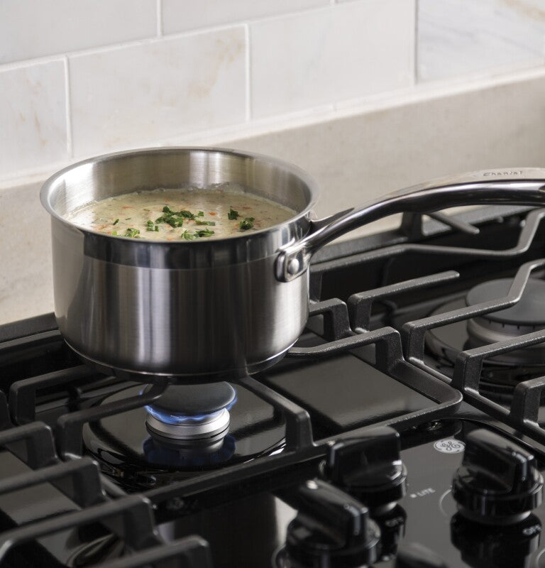GE 36" Built-In Gas Cooktop with Dishwasher-Safe Grates - Black (JGP3036DLBB)