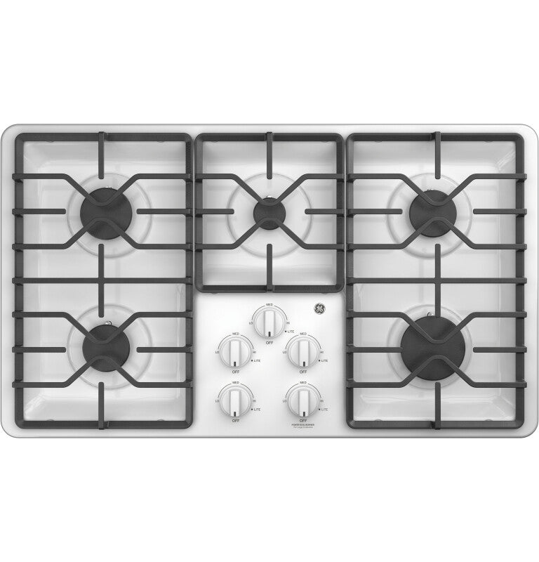 GE 36" Built-In Gas Cooktop with Dishwasher-Safe Grates - White (JGP3036DLWW)