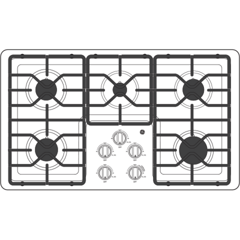 GE 36" Built-In Gas Cooktop with Dishwasher-Safe Grates - Stainless Steel (JGP3036SLSS)