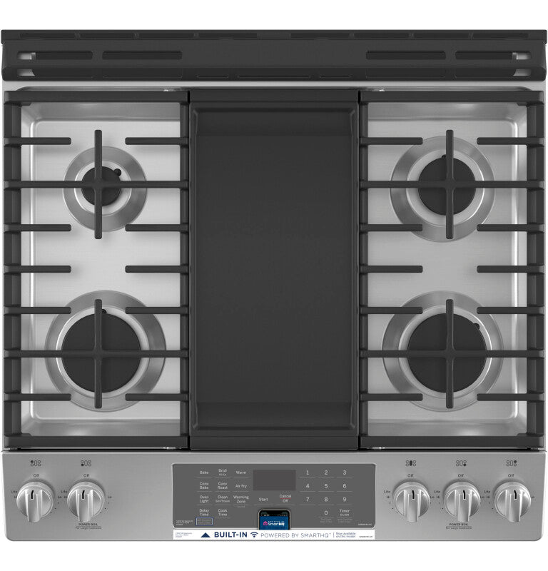 GE 30" Slide-In Front-Control Convection Gas Range with No Preheat Air Fry - Stainless Steel (JGS760SPSS)