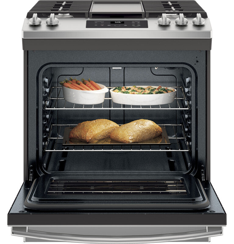 GE 30" Slide-In Front Control Gas Range - Stainless Steel (JGSS66SELSS)