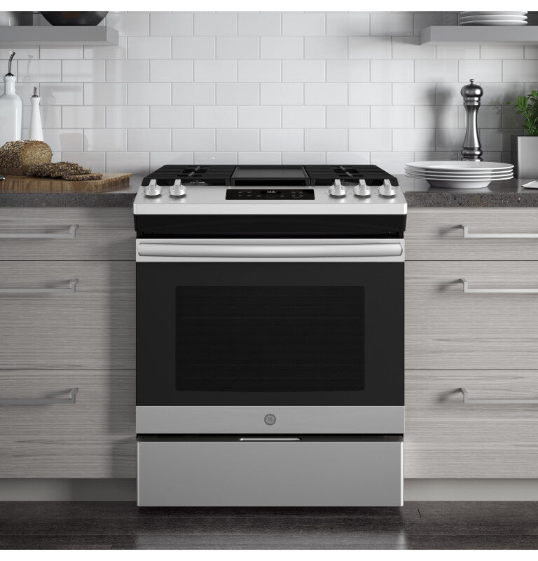 GE 30" Slide-In Front Control Gas Range - Stainless Steel (JGSS66SELSS)