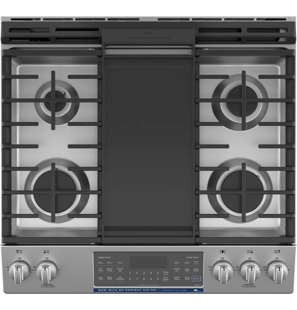 GE 30" Slide-In Front Control Gas Double Oven Range - Stainless Steel (JGSS86SPSS)