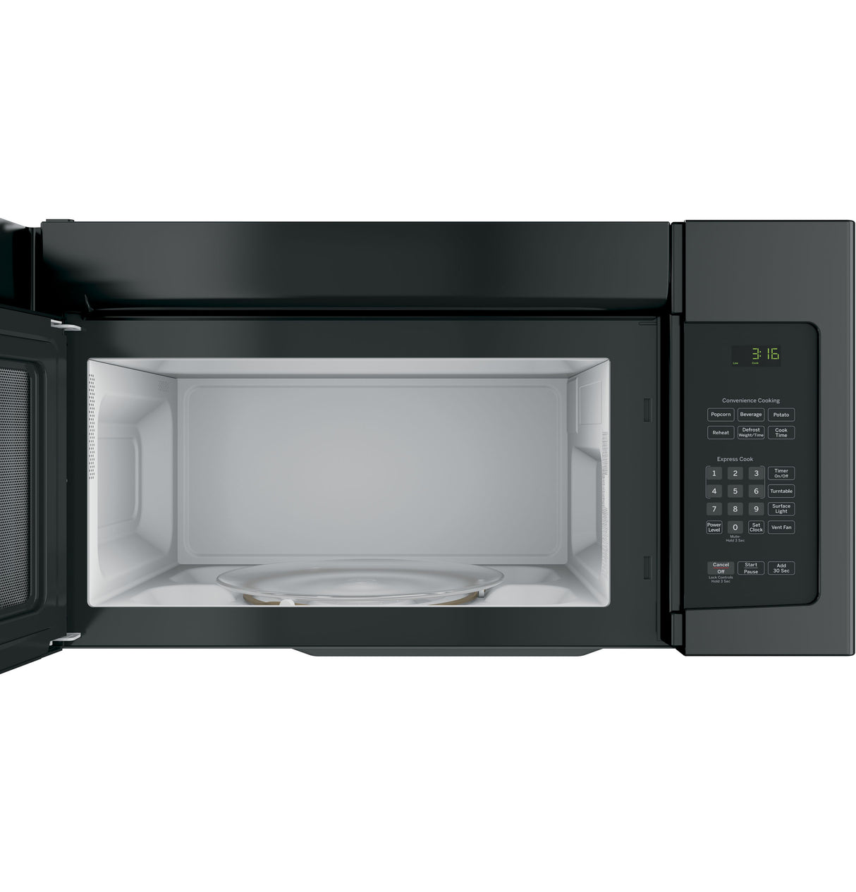 GE 1.6 Cu. Ft. Over-the-Range Microwave Oven with Recirculating Venting - Black (JNM3163DJBB)